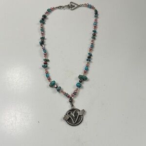 Uniq’leigh allison Silver Pendant Necklace with Multicolor semi precious stones